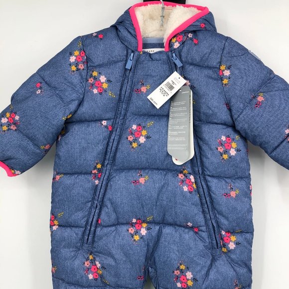 GAP Blue & Pink Floral Puffer Jacket | Perfect for Any Season - Picture 6 of 6